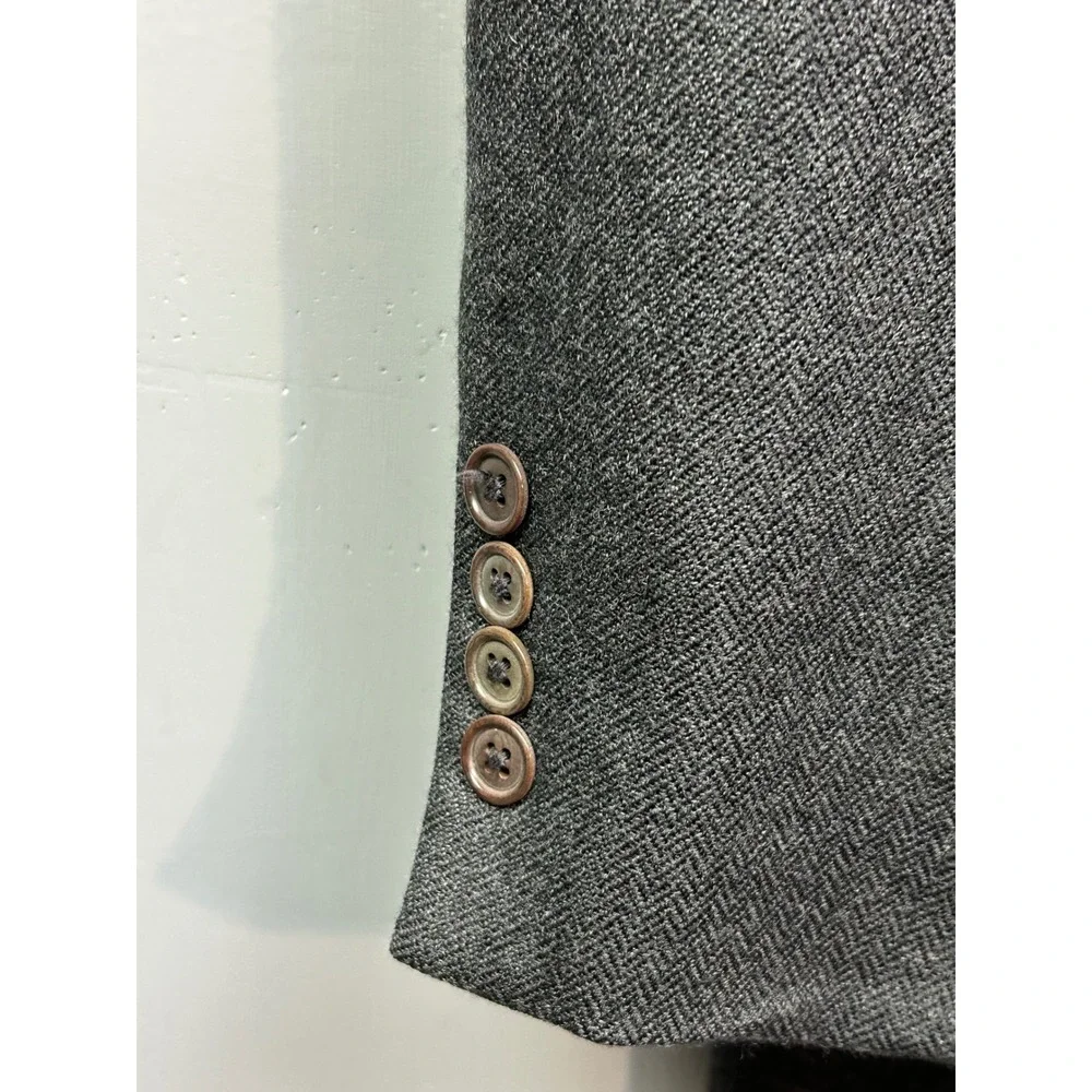 Nautica Mens 46L Wool Cashmere Herringbone Blazer Charcoal Grey Sport Coat‎ USA